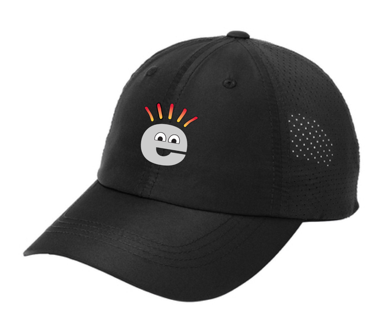 Embroidered Perforated Cap - Black