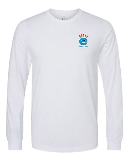 Comfy Long Sleeve T Small Logo Left Chest, Full Logo on Back