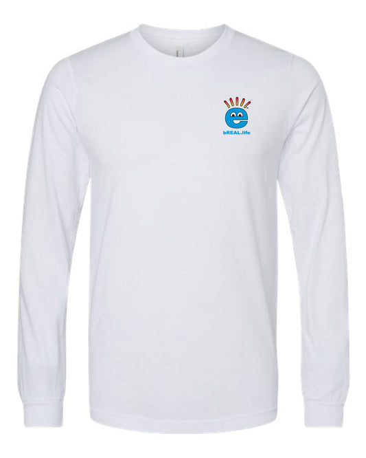 Comfy Long Sleeve T Small Logo Left Chest, Full Logo on Back