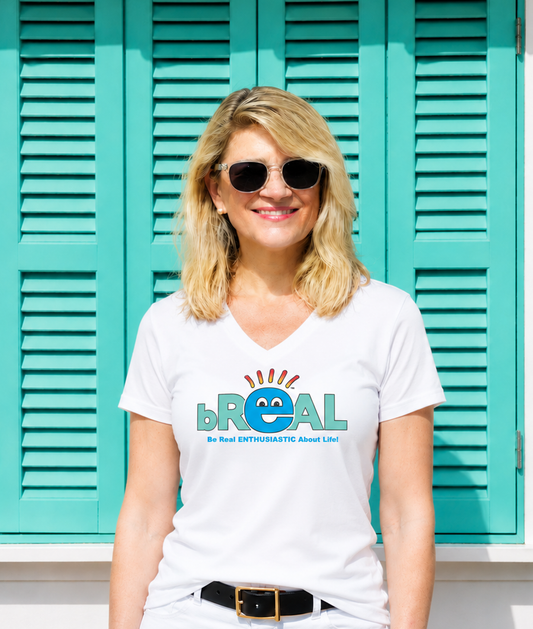 V-Neck Front Logo White T-Shirt